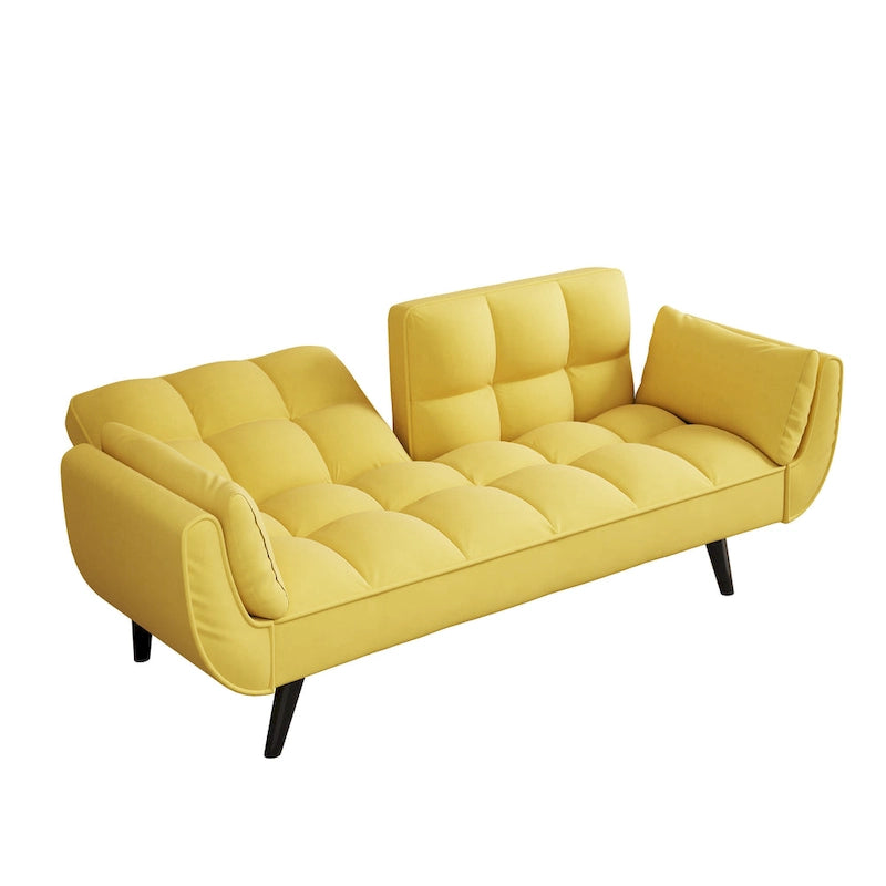 57 Sofa Bed,Polyester Blend Comfy Futon Couch Bed with 2 Square Pillows, Convertible Sleeper Sofa with Adjustable Backrest