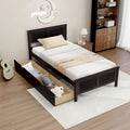 Twin Size Wooden Bed Frame with 2 Storage Drawers & Under-bed
