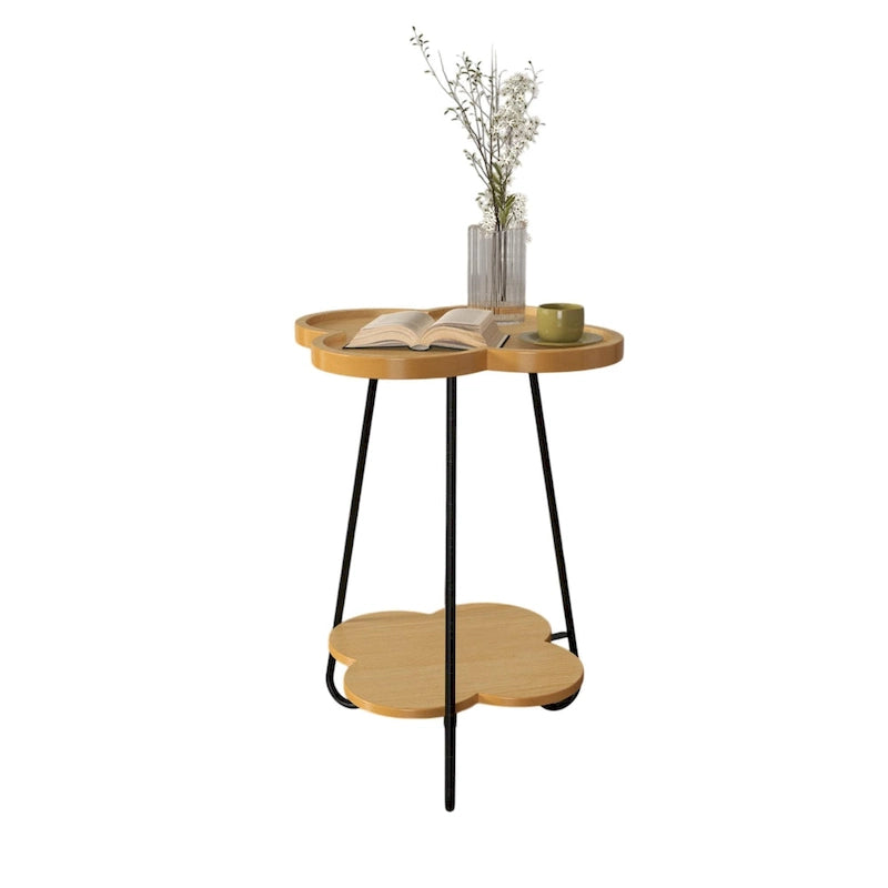Modern Double-Layer Creative Petal Coffee Table, Round Side Table with Multifunctional Storage Space, for Living Room