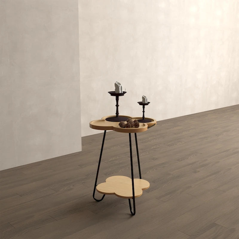 Modern Double-Layer Creative Petal Coffee Table, Round Side Table with Multifunctional Storage Space, for Living Room