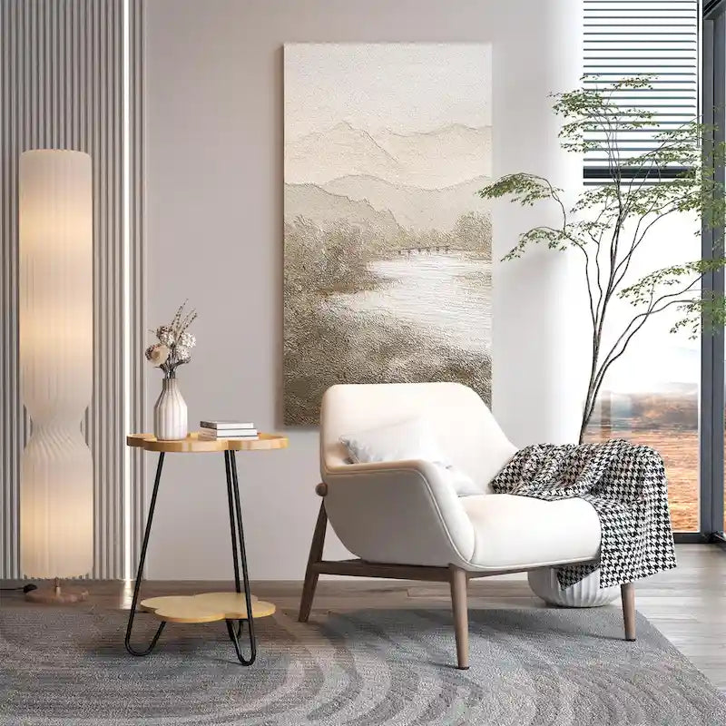 Modern Double-Layer Creative Petal Coffee Table, Round Side Table with Multifunctional Storage Space, for Living Room