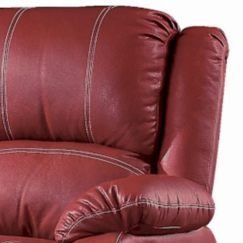 Motion Manual Recliner Loveseat, Pillow Top, Red Faux Leather