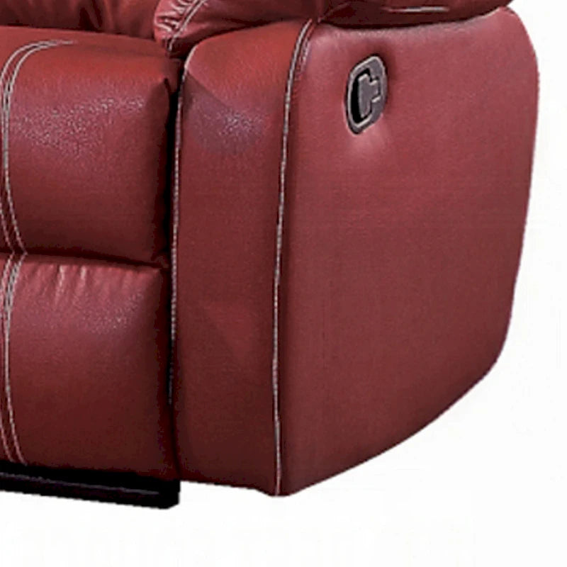 Motion Manual Recliner Loveseat, Pillow Top, Red Faux Leather