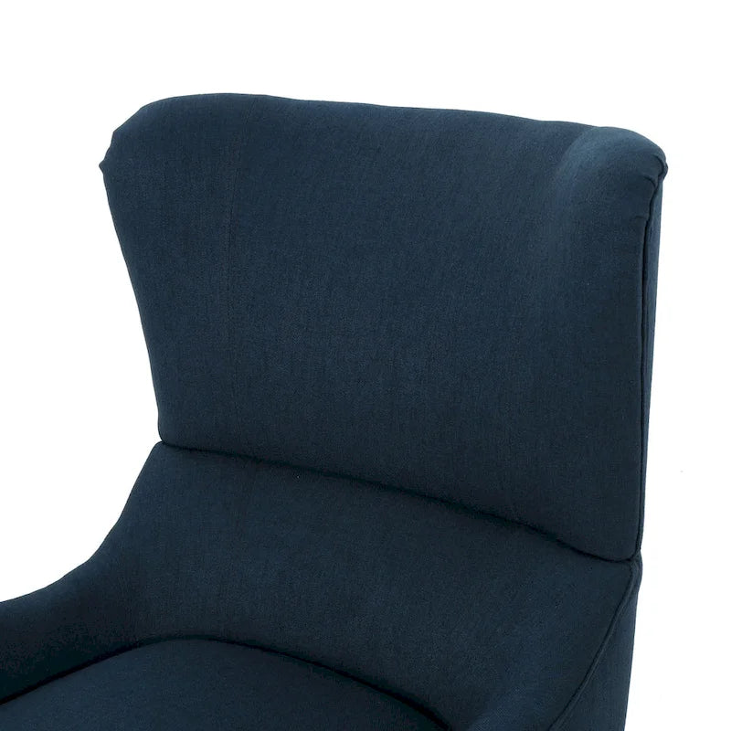 Navy Blue Modern 27 High Back Accent Chair with Birch Wood Legs and Wing Back for Living Room