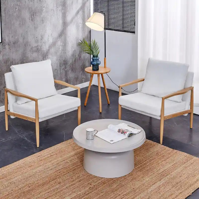 White 28.74 Upholstered Arm Chair with Metal Frame
