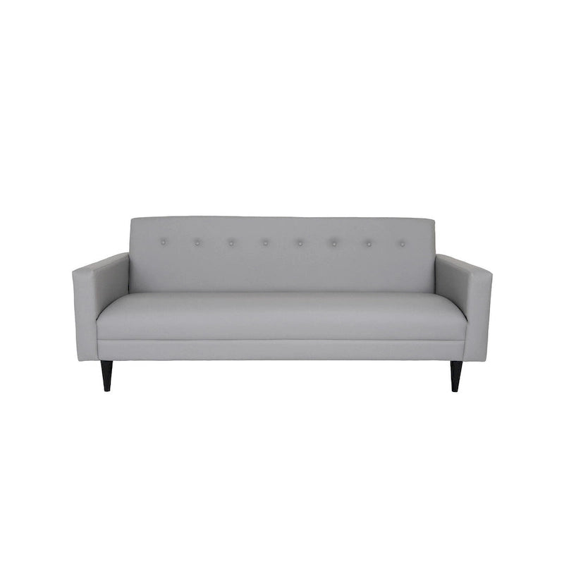 Mid Century Modern 3 Seater Sofa Faux Leather Solid Wood Frame Upholstered