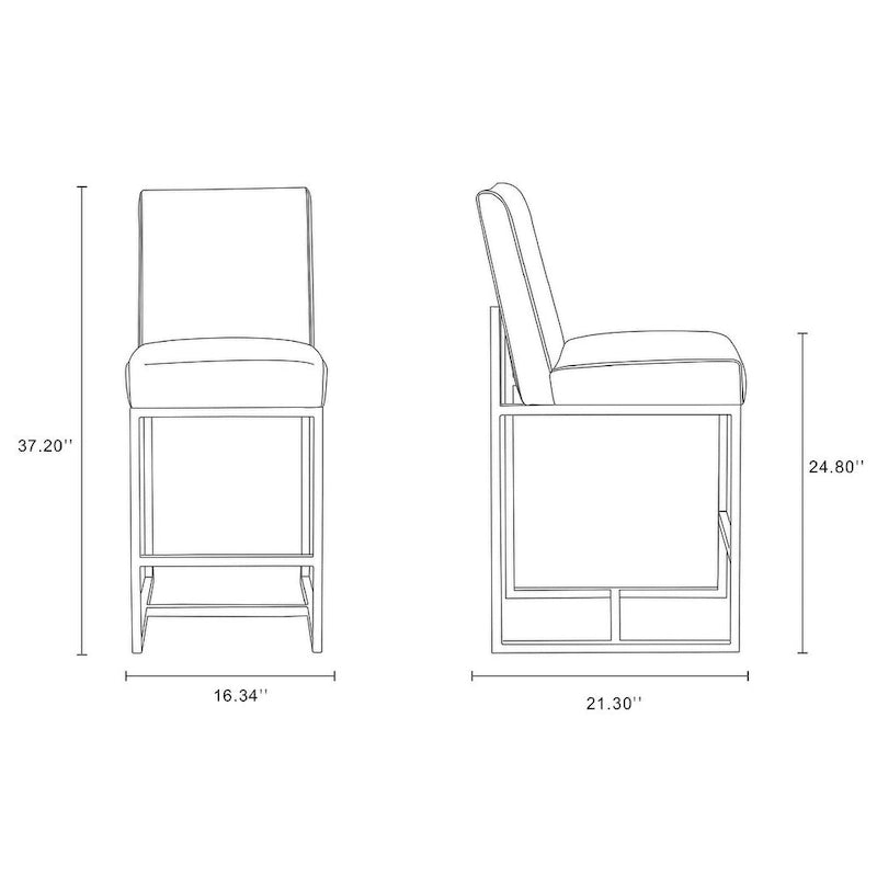 37.2 in. Chrome Stainless Steel Counter Height Bar Stool