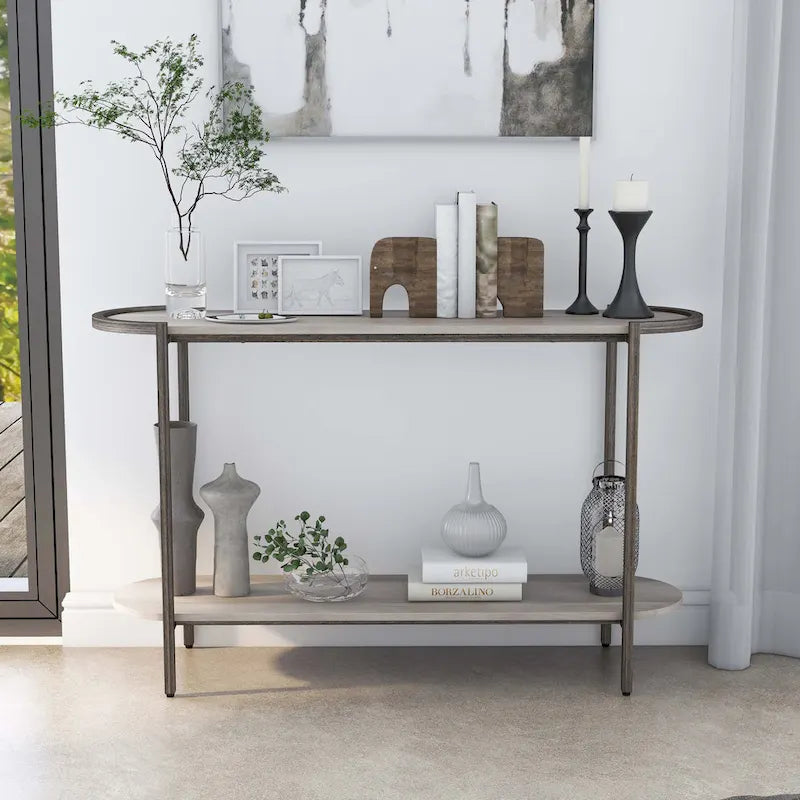 Urban Light Grey 49-inch Steel 1-Shelf Sofa Table