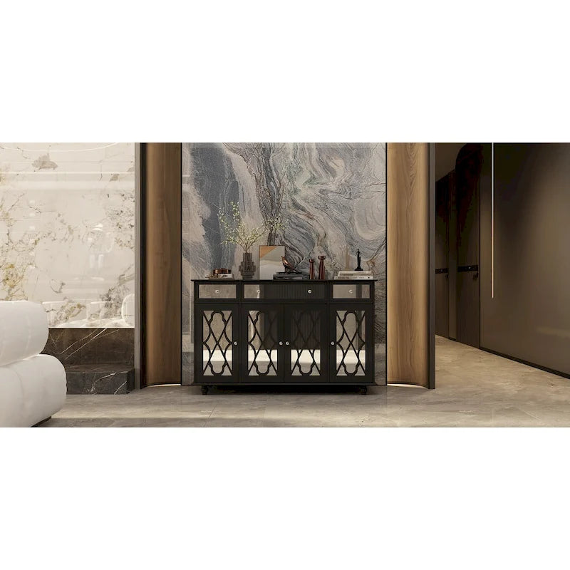 55.1 Accent Storage Cabinet Mirror Sideboard Buffet Cabinet