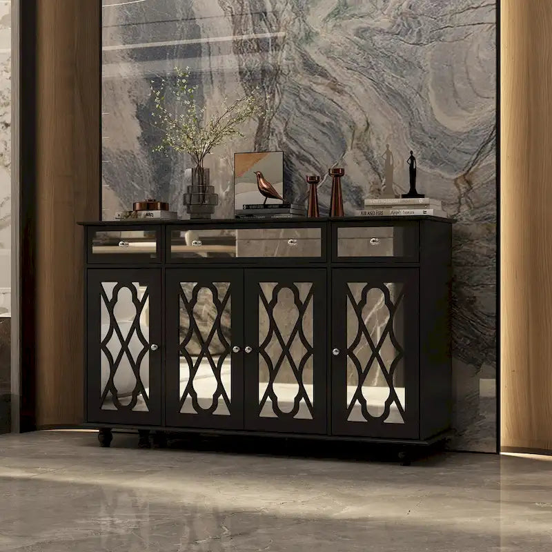55.1 Accent Storage Cabinet Mirror Sideboard Buffet Cabinet
