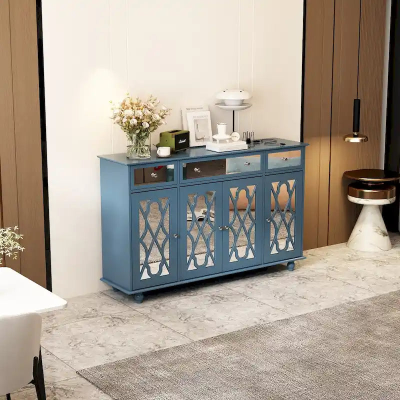 55.1 Accent Storage Cabinet Mirror Sideboard Buffet Cabinet
