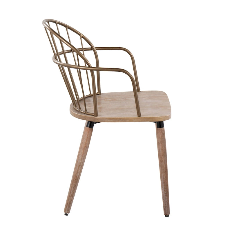 Industrial Chair in Dark Walnut Wood and Black Metal