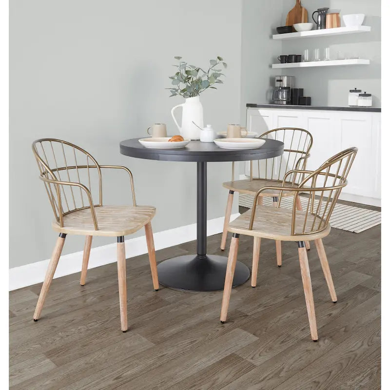 Industrial Chair in Dark Walnut Wood and Black Metal