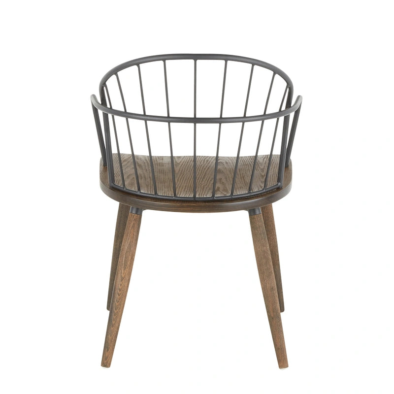 Industrial Chair in Dark Walnut Wood and Black Metal