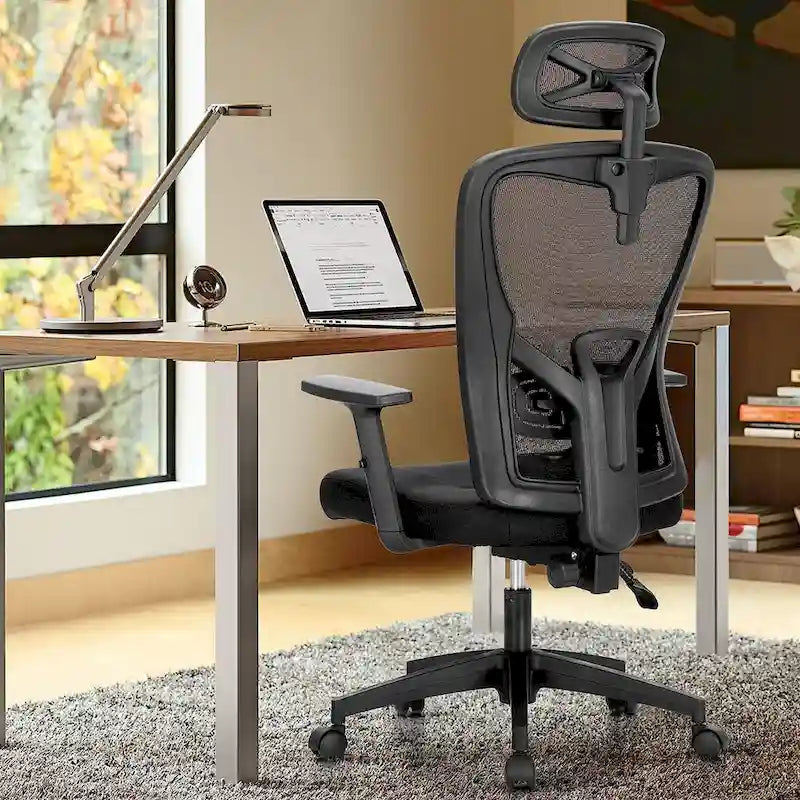 High Back Mesh Office Chair Adjustable Headrest, Armrest, Rolling Swivel Reclining Chair