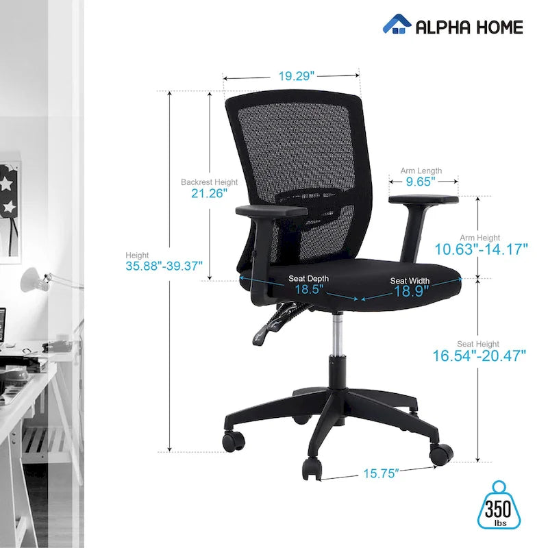 High Back Mesh Office Chair Adjustable Headrest, Armrest, Rolling Swivel Reclining Chair