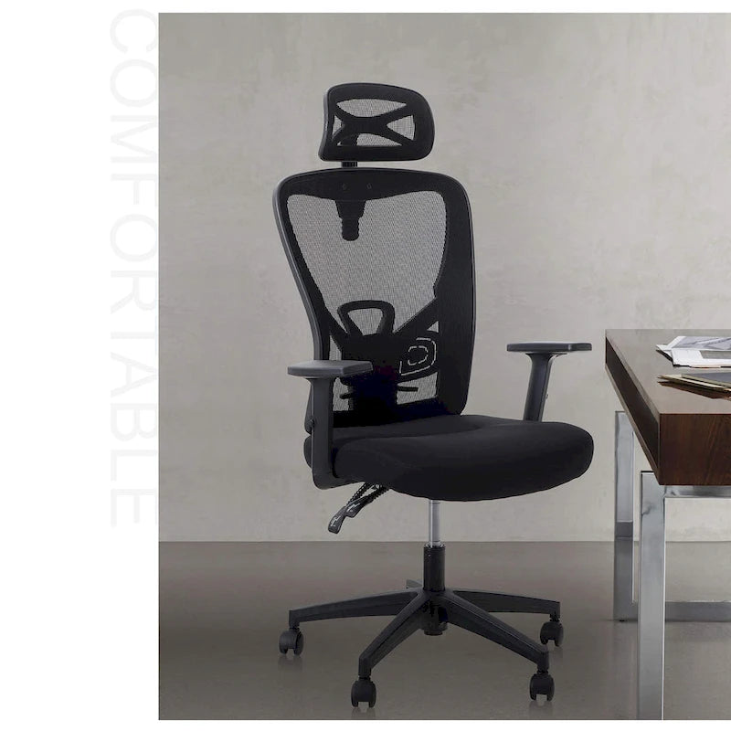 High Back Mesh Office Chair Adjustable Headrest, Armrest, Rolling Swivel Reclining Chair
