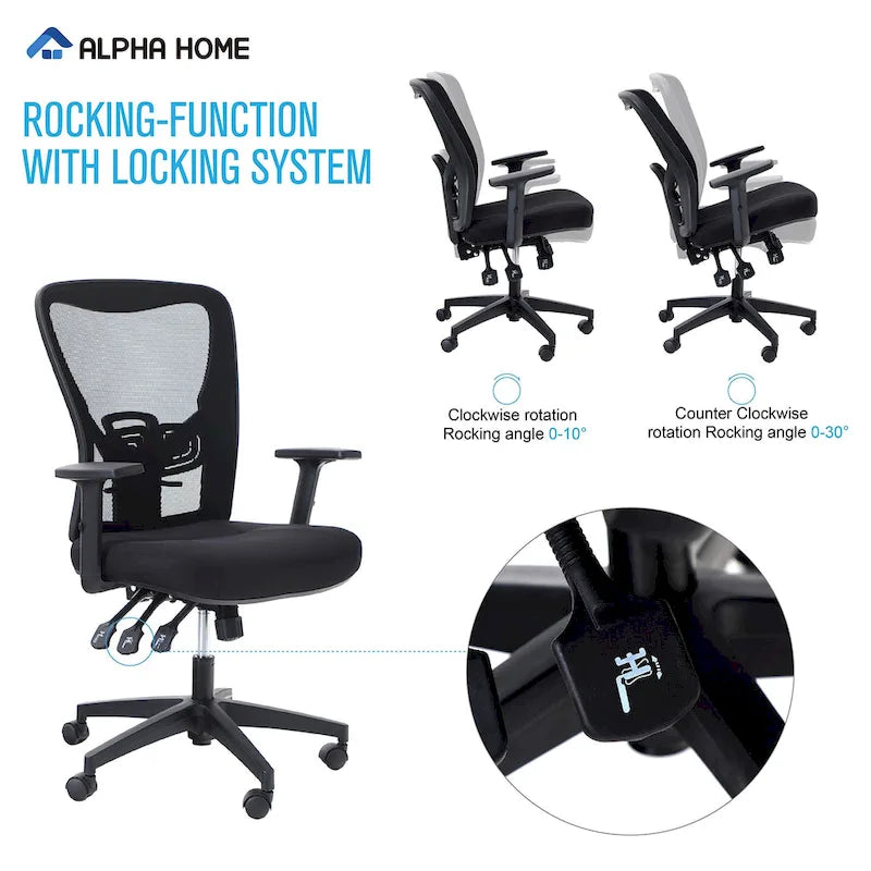 High Back Mesh Office Chair Adjustable Headrest, Armrest, Rolling Swivel Reclining Chair