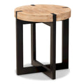 Natural Brown Finished Wood and Black Finished Metal End Table