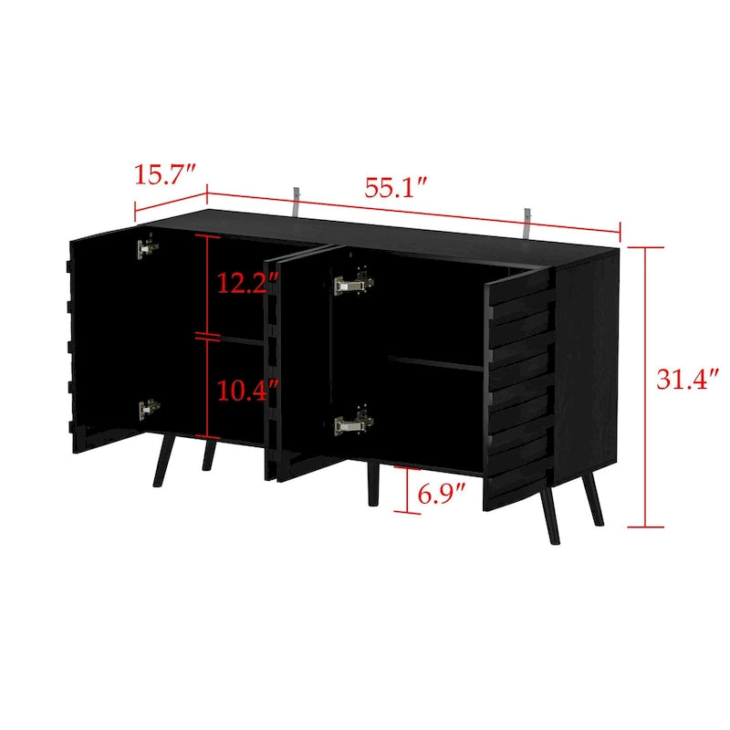 Modern Black Buffet Cabinet with Ample Storage Space Lacquer Sideboard