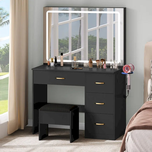Moasis 35.4 Vanity Built-In Outlets with Lighted Mirror - 53.5 H X 35.4 W X 15.7 D