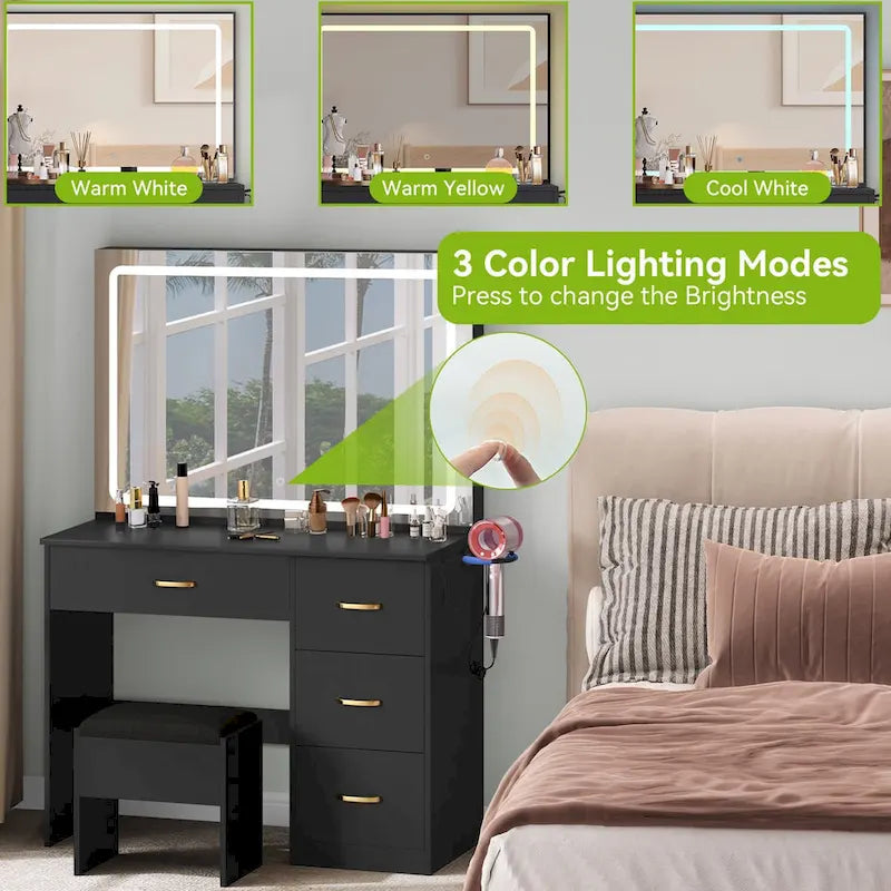 35.4 Vanity Built-In Outlets with Lighted Mirror - 53.5 H X 35.4 W X 15.7 D