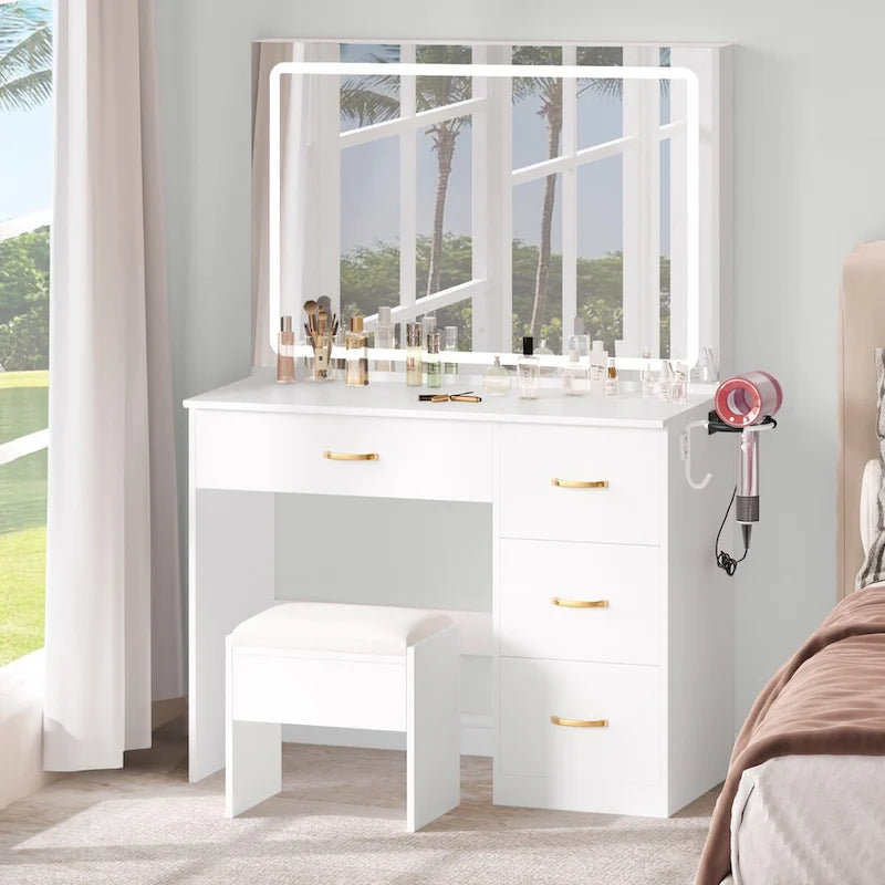 35.4 Vanity Built-In Outlets with Lighted Mirror - 53.5 H X 35.4 W X 15.7 D