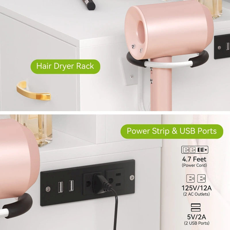 35.4 Vanity Built-In Outlets with Lighted Mirror - 53.5 H X 35.4 W X 15.7 D