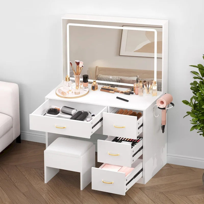 35.4 Vanity Built-In Outlets with Lighted Mirror - 53.5 H X 35.4 W X 15.7 D