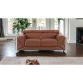 75 Camel And Silver Italian Leather Loveseat