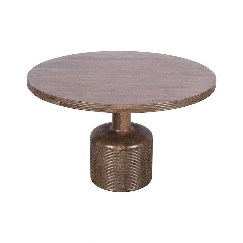 Dining Table, Round Top, Pedestal Base, Rich Brown Wood