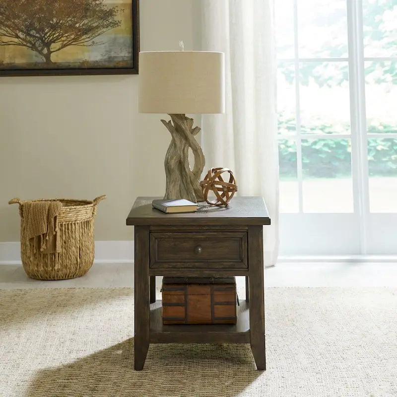 Saddle Brown Rectangular End Table