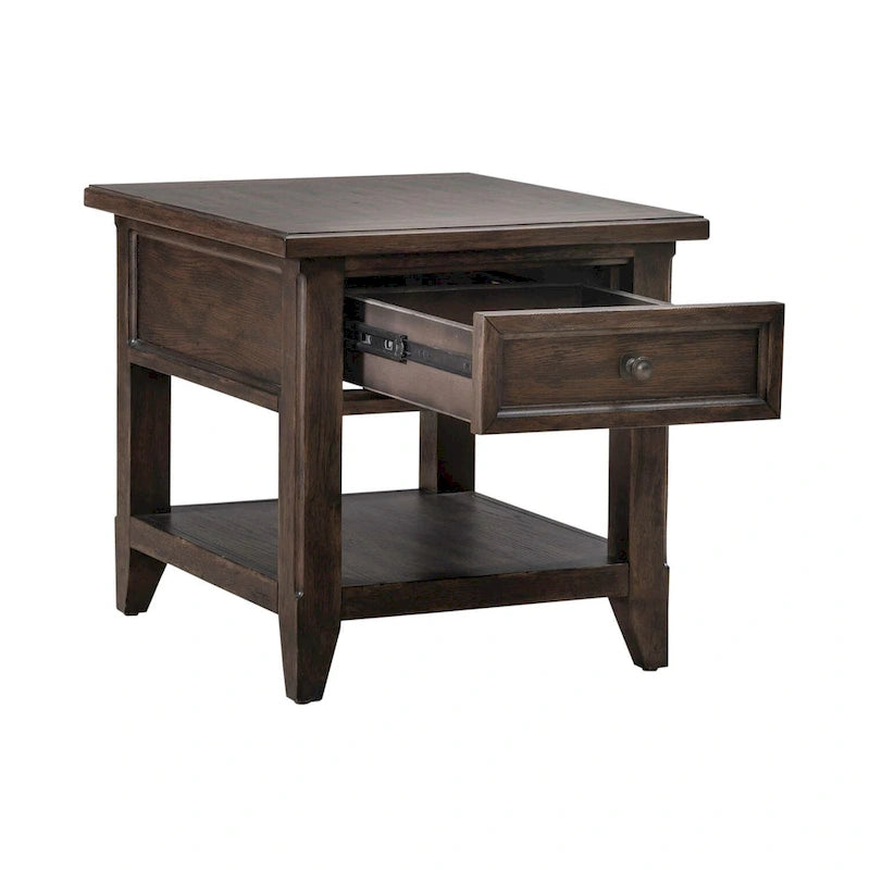 Saddle Brown Rectangular End Table