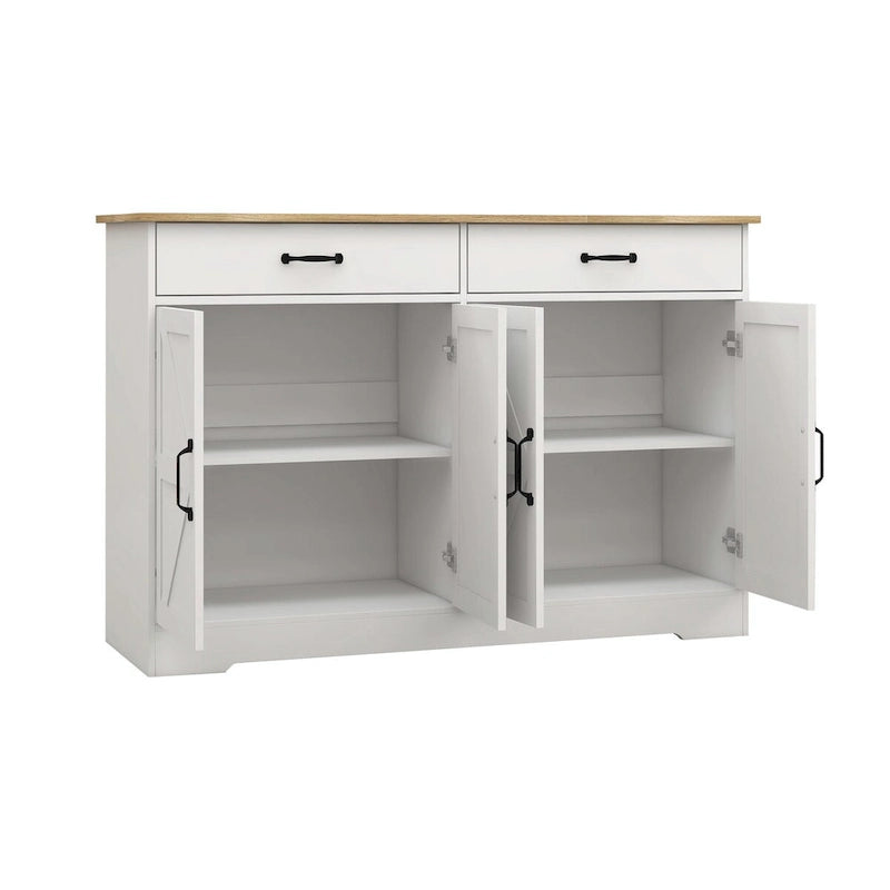 Farmhouse Buffet Cabinet: Rustic Charm with 2 Drawers, 4 Doors