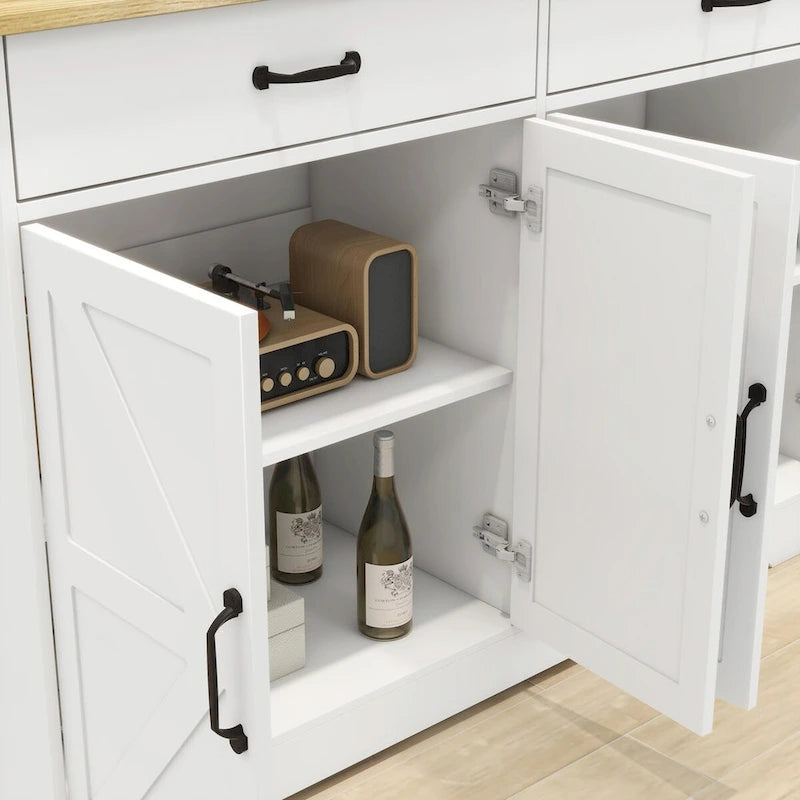 Farmhouse Buffet Cabinet: Rustic Charm with 2 Drawers, 4 Doors