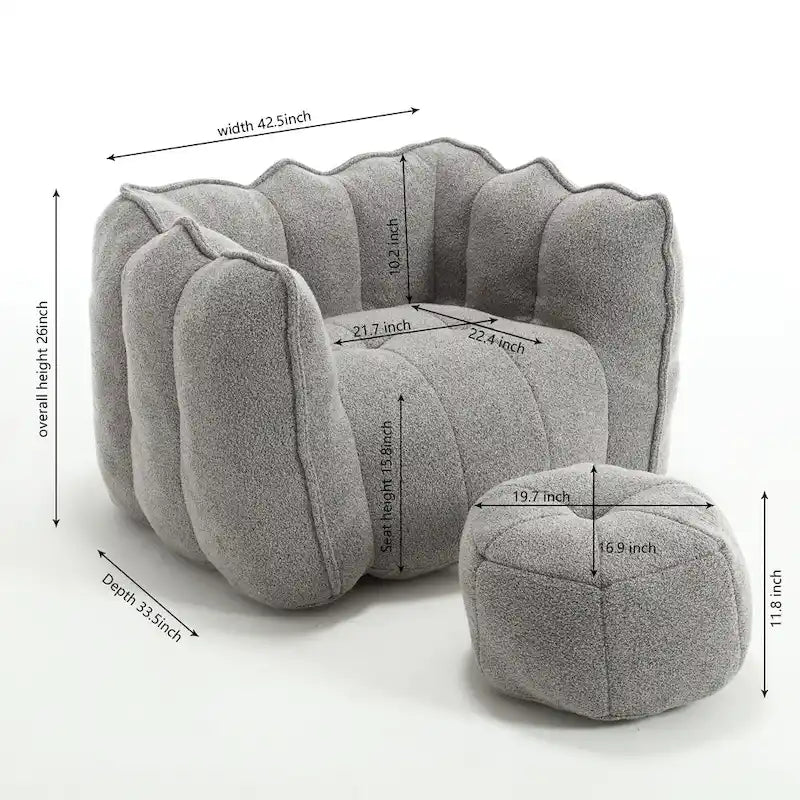 Lazy Bean Bag Couch Chairs for Adults with Ottoman