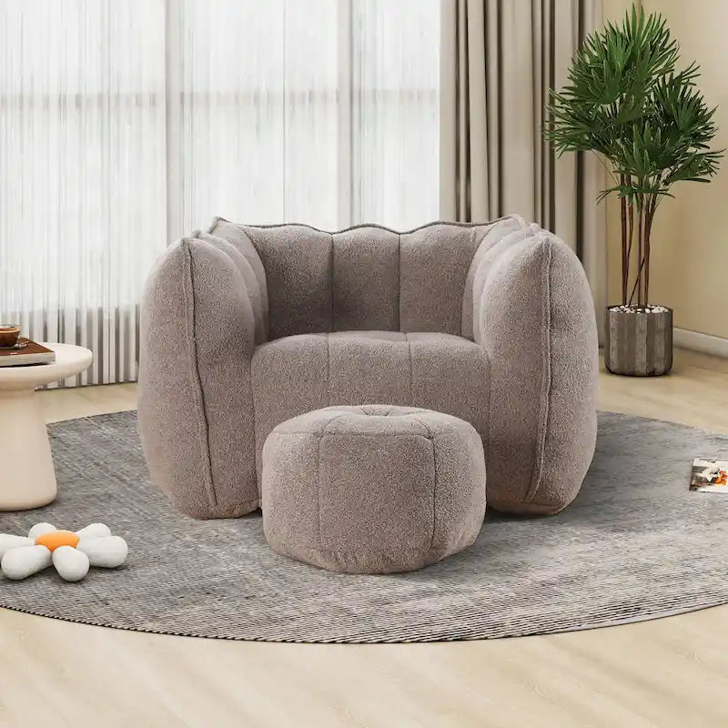 Lazy Bean Bag Couch Chairs for Adults with Ottoman
