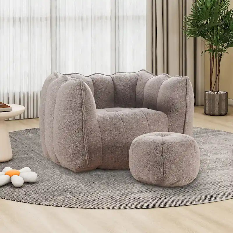 Lazy Bean Bag Couch Chairs for Adults with Ottoman