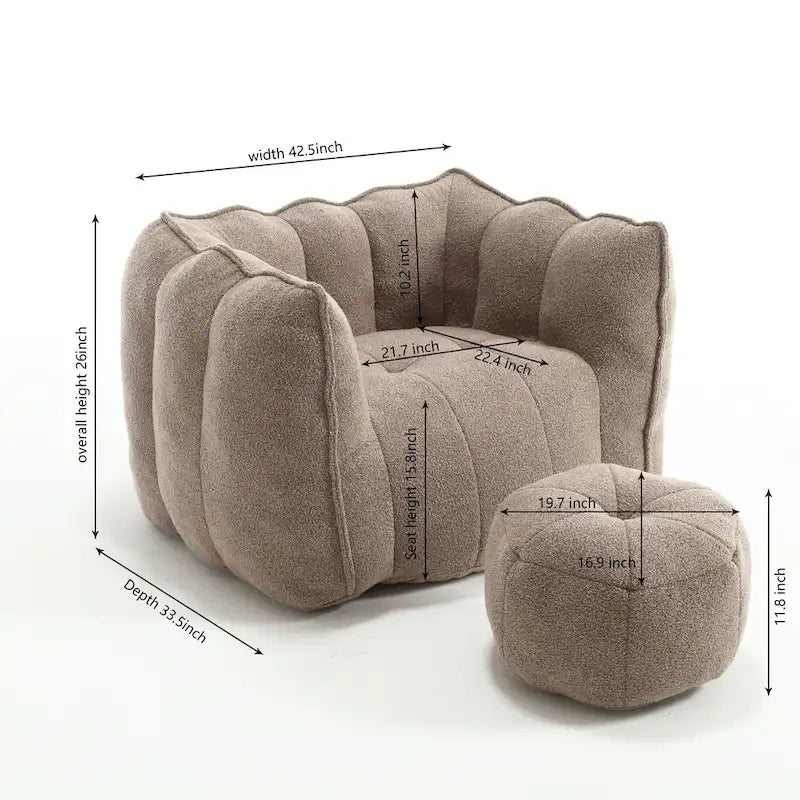 Lazy Bean Bag Couch Chairs for Adults with Ottoman