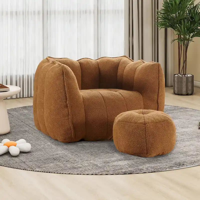 Lazy Bean Bag Couch Chairs for Adults with Ottoman