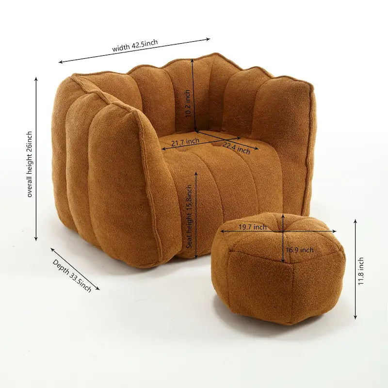 Lazy Bean Bag Couch Chairs for Adults with Ottoman