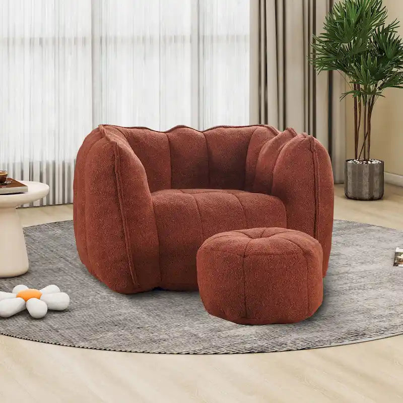 Lazy Bean Bag Couch Chairs for Adults with Ottoman