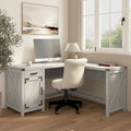60W L Shaped Desk with Storage Cabinet
