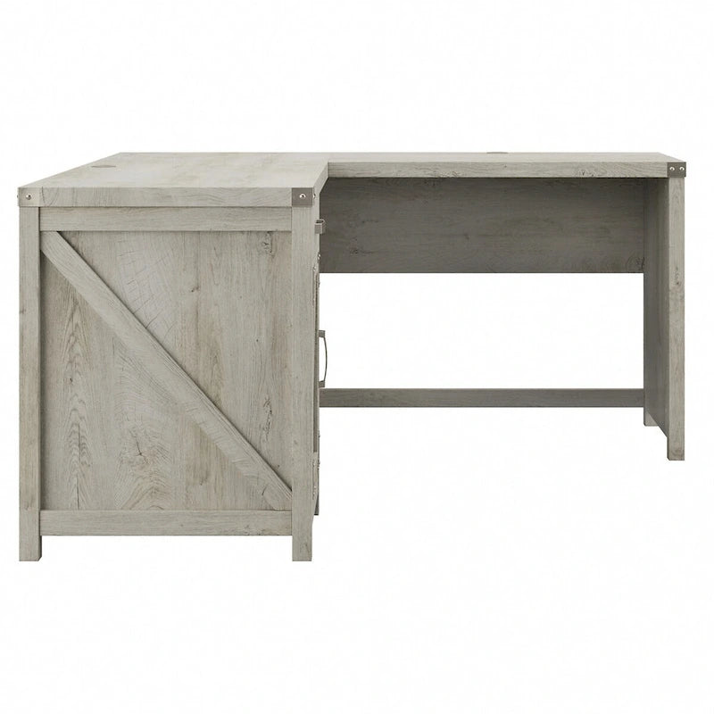 60W L Shaped Desk with Storage Cabinet