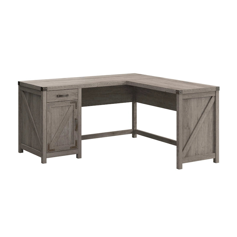 60W L Shaped Desk with Storage Cabinet