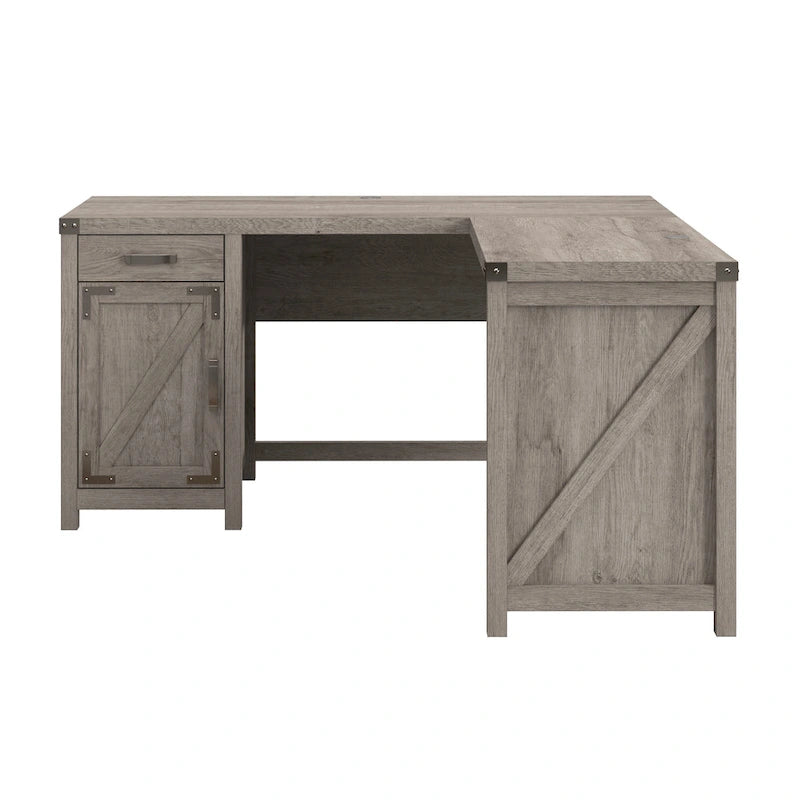 60W L Shaped Desk with Storage Cabinet